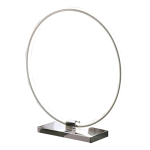 Pemberly Row 21&quot Circle Ring LED Table Lamp with Sleek Metal Base in Silver