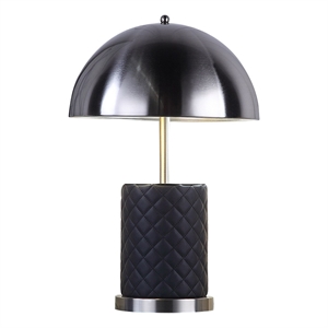 Pemberly Row 21&quot Table Lamp with Dome Shade in Dark Silver/Black Leather