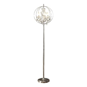 Pemberly Row 61&quot Chandelier Floor Lamp with Crystal and Metal in Chrome