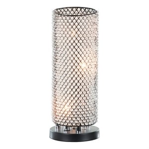 Pemberly Row 16&quot Crystal Table Lamp with Shade and Mesh in Antique Bronze
