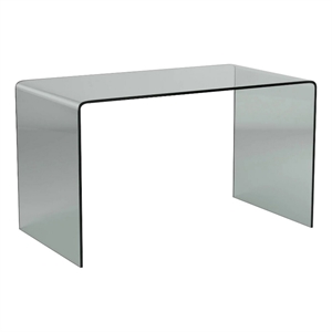 Pemberly Row 50&quot Tempered Glass Computer Desk with U Shaped Frame in Smokey