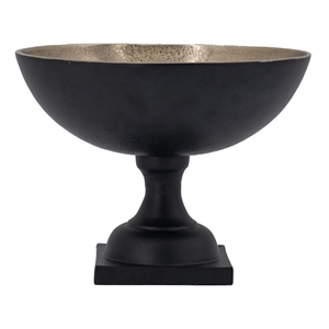 Pemberly Row 10&quot Accent Bowl with Pedestal Stand in Gold and Antique Black