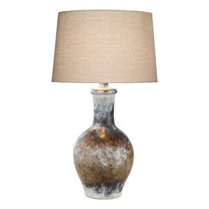 Pemberly Row 29&quot Hydrocal Table Lamp with Shade and Multicolor Urn Base