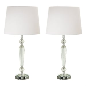 Pemberly Row 24&quot Table Lamp Set of 2 with Glass Stands and Metal Base