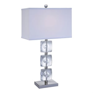 Pemberly Row 28&quot Crystal Table Lamp with White Shade and Metal Base