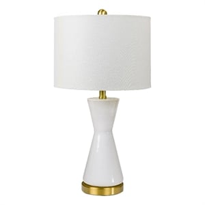 Pemberly Row 24&quot Table Lamp Set of 2 with Hourglass Glass Stand in White