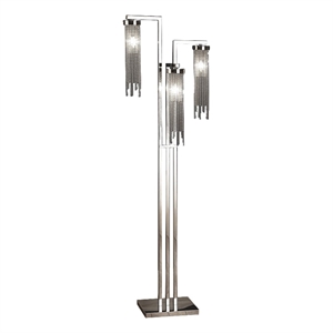 Pemberly Row 61&quot Floor Lamp with 3 Crystal Cascade Shades in Chrome Metal
