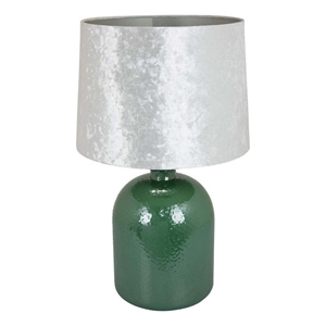 Pemberly Row 27&quot Table Lamp with Drum Shade and Glass Body in Green