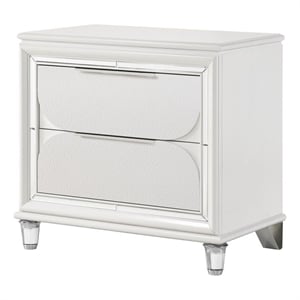 Pemberly Row 30&quot Nightstand with 2 Drawers and Mirror Trim in White