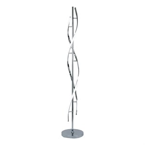Pemberly Row 63&quot LED Floor Lamp with Twisted Design and Silver Metal Base