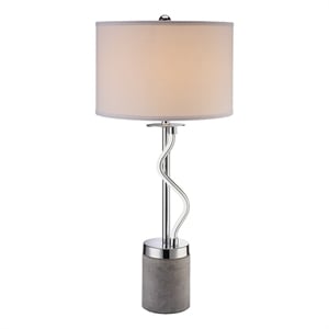 Pemberly Row 30&quot Table Lamp with White Drum Fabric Shade and Chrome Base