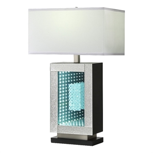 Pemberly Row 27&quot Table Lamp with LED Night Light and Shade in Shiny Silver