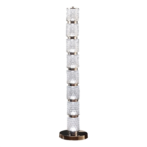 Pemberly Row 47&quot LED Floor Lamp with Glass Shade and Metal Base in Nickel
