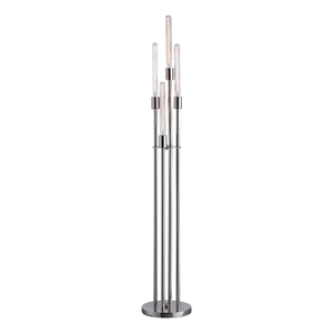 Pemberly Row 59&quot Floor Lamp with 4 LED Lights and Metal Base in Nickel