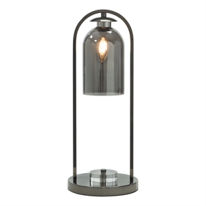Pemberly Row 21&quot Table Lamp with Glass Shade and Round Base in Nickel Gray