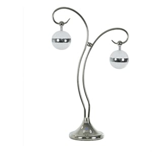 Pemberly Row 30&quot Table Lamp with LED Light and Globe Glass Shade in Nickel