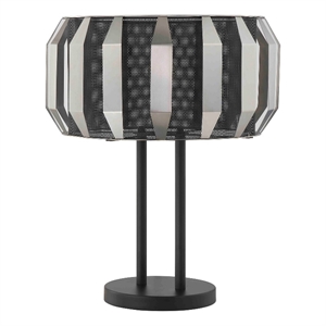 Pemberly Row 21&quot Table Lamp with Drum Metal Shade and Round Base in Black