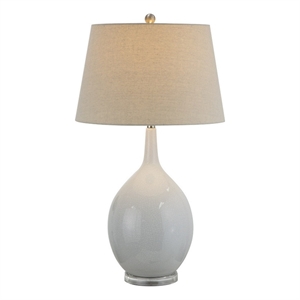 Pemberly Row 32&quot Table Lamp with Empire Shade and Stand in Crackle White