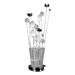 Pemberly Row 26&quot Accent Table Lamp with Flower Vase Design in Chrome Metal