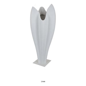 Pemberly Row 24&quot Vase with Tulip Design and Square Base in White Resin
