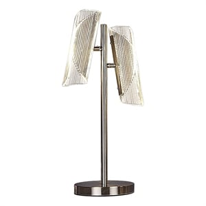 Pemberly Row 23&quot Table Lamp with Metal Base and 2 Geometric Shades in Gold