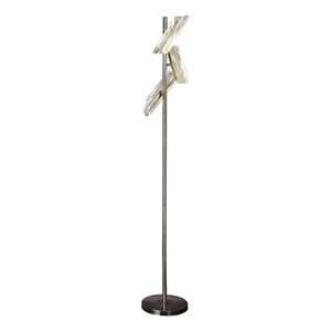 Pemberly Row 62&quot Floor Lamp with 3 Glass Shades in Antique Brass