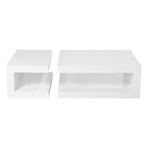 Pemberly Row 2-Piece Coffee Table Set with 2 Tiers in Glass White Lacquer