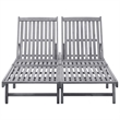 Pemberly Row Solid Acacia Wood Sun Lounger for 2 People in Gray