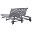 Pemberly Row Solid Acacia Wood Sun Lounger for 2 People in Gray