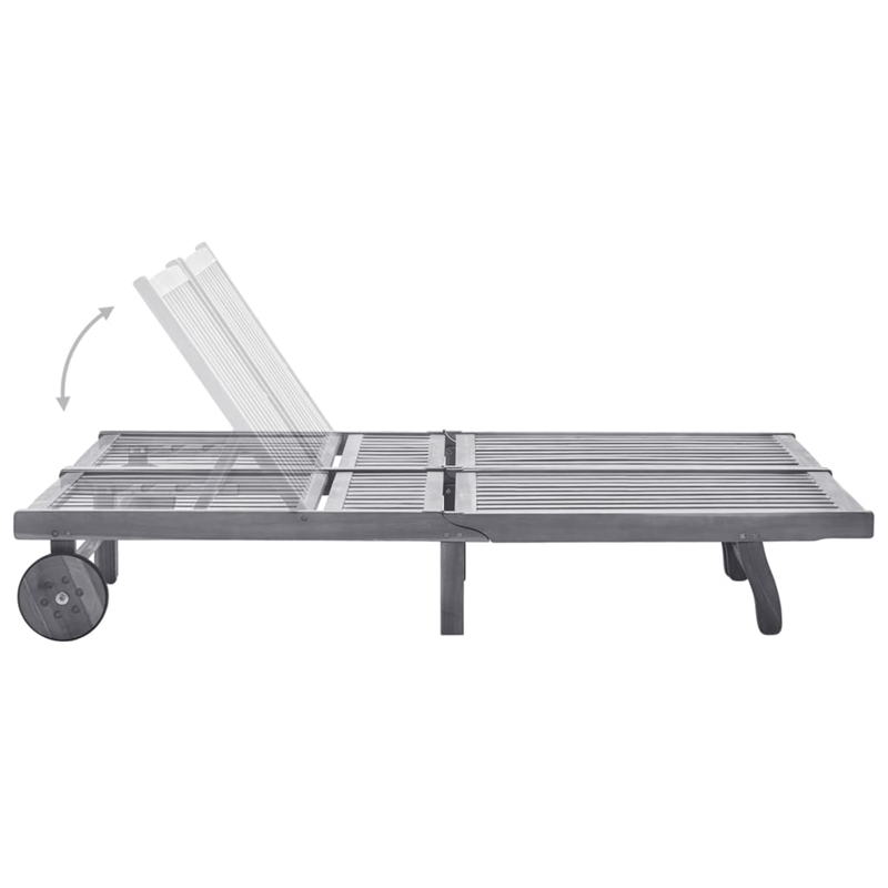 Pemberly Row Solid Acacia Wood Sun Lounger for 2 People in Gray