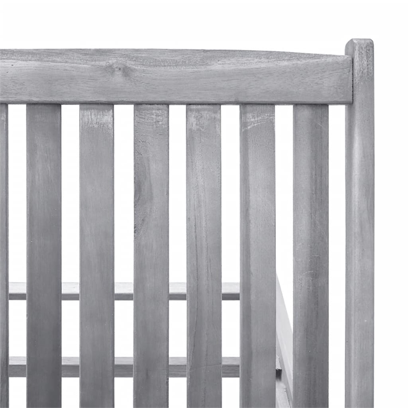 Pemberly Row Solid Acacia Wood Sun Lounger for 2 People in Gray
