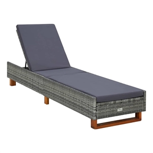 Pemberly Row PE Rattan Sun Lounger with Cushion in Dark Gray