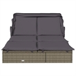 Pemberly Row PE Rattan 2-Person Adjustable Double Sun Lounger in Gray