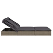 Pemberly Row PE Rattan 2-Person Adjustable Double Sun Lounger in Gray