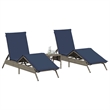 Pemberly Row PE Rattan Patio Sun Lounger Set of 2 with Cushions in Gray
