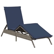 Pemberly Row PE Rattan Patio Sun Lounger Set of 2 with Cushions in Gray