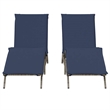 Pemberly Row PE Rattan Patio Sun Lounger Set of 2 with Cushions in Gray