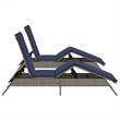 Pemberly Row PE Rattan Patio Sun Lounger Set of 2 with Cushions in Gray