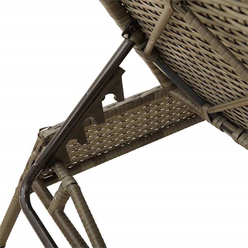 Pemberly Row PE Rattan Patio Sun Lounger Set of 2 with Cushions in Gray