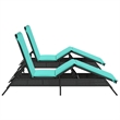 Pemberly Row PE Rattan Patio Sun Lounger Set of 2 in Black Blue