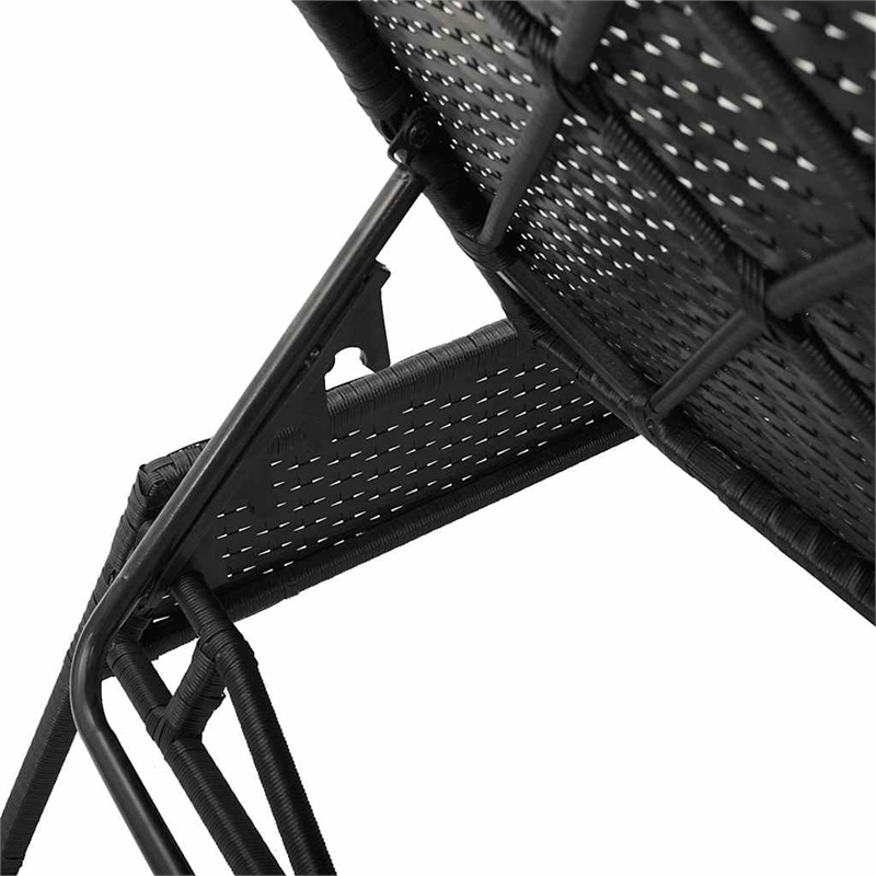 Pemberly Row PE Rattan Patio Sun Lounger Set of 2 in Black Blue