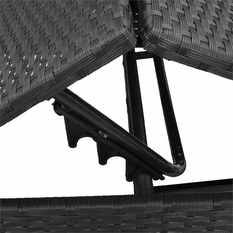 Pemberly Row PE Rattan Patio Sun Lounger Set of 2 in Black Blue