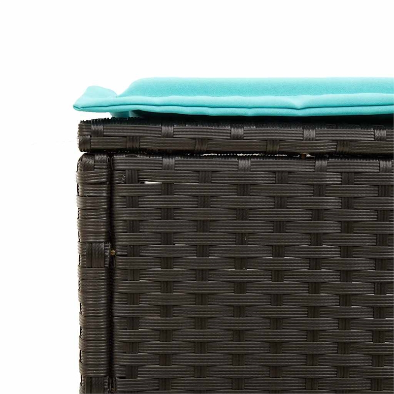 Pemberly Row PE Rattan Patio Sun Lounger Set of 2 with Cushions in Black