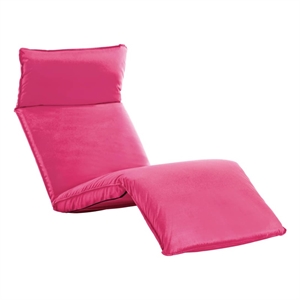 Pemberly Row Foldable Adjustable Oxford Fabric Sun Lounger in Pink