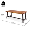 Pemberly Row Acacia Wood Outdoor Dining Table with Iron Legs in Brown