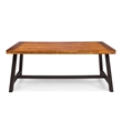 Pemberly Row Acacia Wood Outdoor Dining Table with Iron Legs in Brown