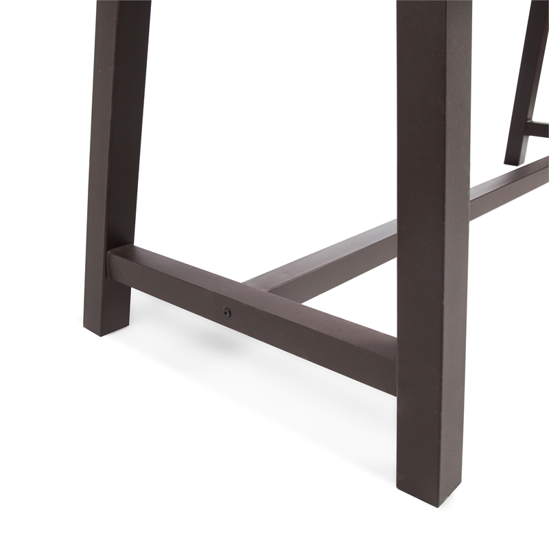 Pemberly Row Acacia Wood Outdoor Dining Table with Iron Legs in Brown