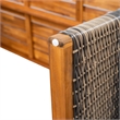 Pemberly Row Acacia Wood Outdoor Dining Table with Wicker Accents in Gray
