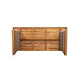 Pemberly Row Acacia Wood Outdoor Dining Table with Wicker Accents in Gray