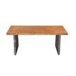 Pemberly Row Acacia Wood Outdoor Dining Table with Wicker Accents in Gray